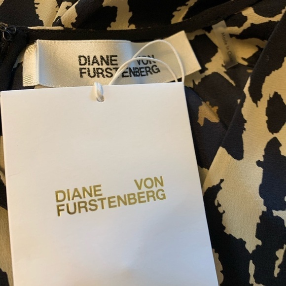 DVF Diane von Furstenberg Viviana Leopard Cat Sand silk dress midi brown new 4 - Picture 6 of 8